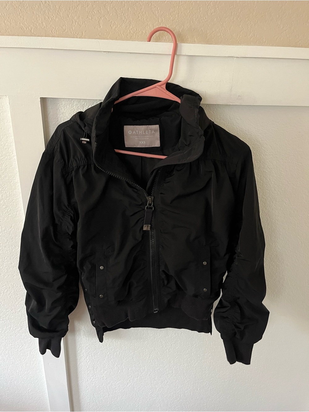 Athleta Women's XXS Hooded Athletic Bomber Jacket.